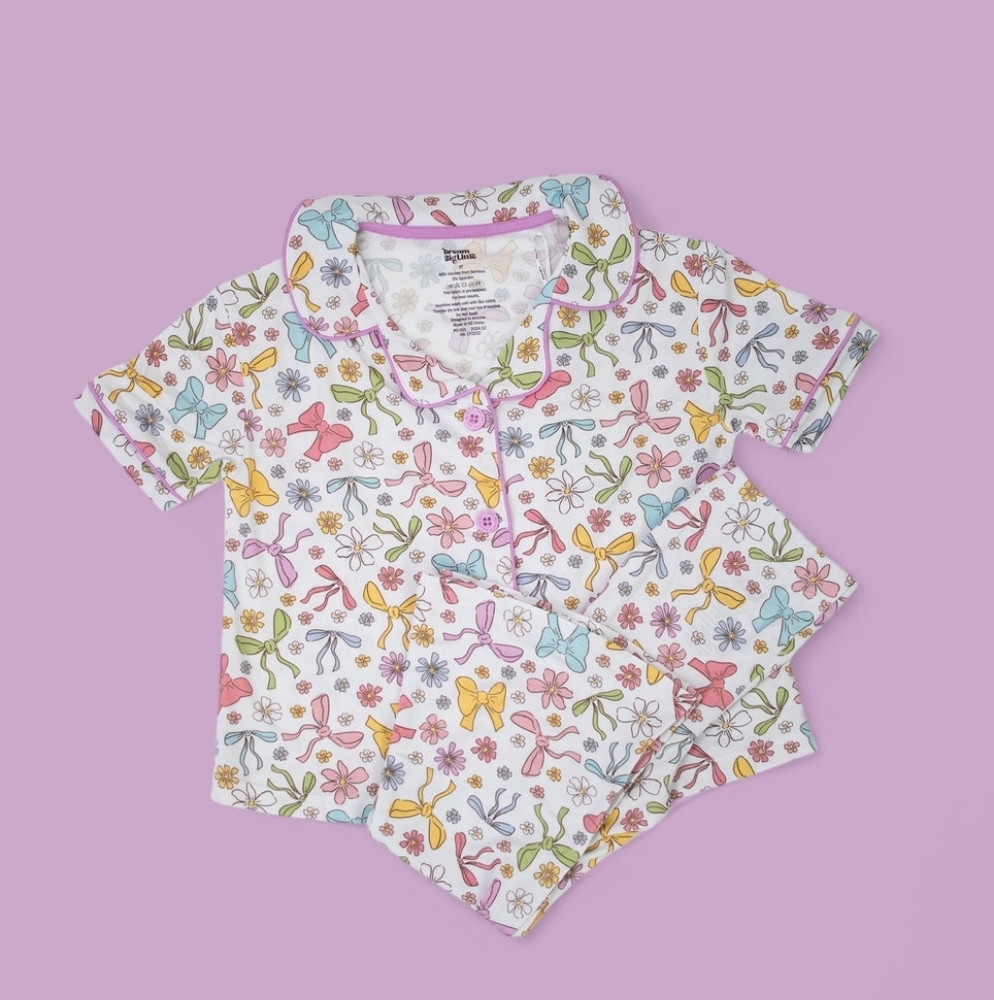 Floral Butterfly Pajama Set BOW GARDEN DREAM GIRL'S FLARE SET